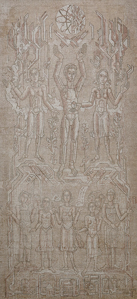 Socialistisch realistisch mozaïek B. Bârleanu | Iasi | Roemenië