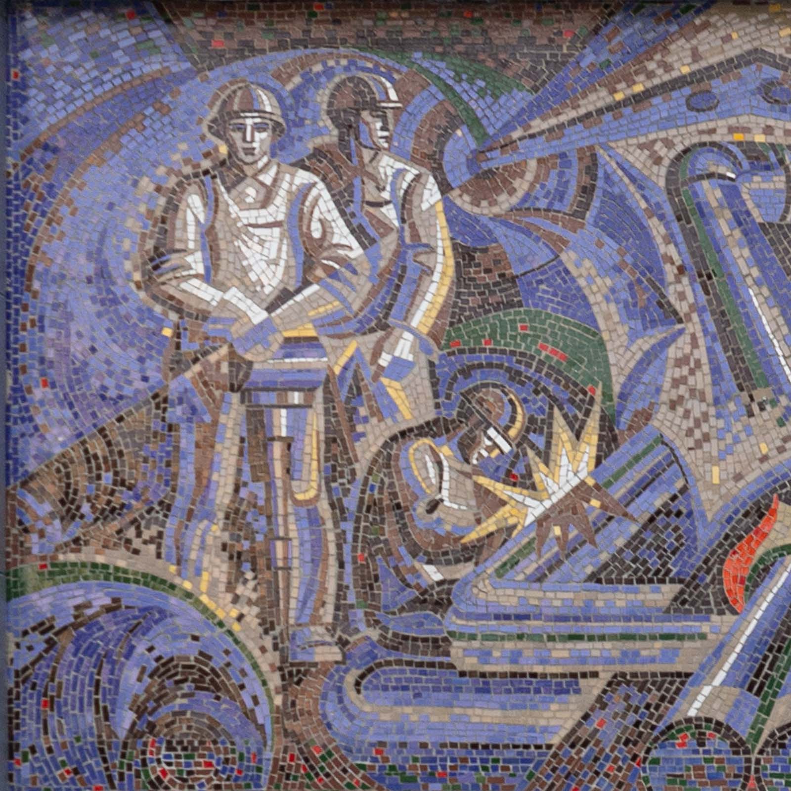 Mozaïek 'het temmen van de vlammen' (detail) | Alexander Kuzmin | Thermocom, Chisinau | Moldavië