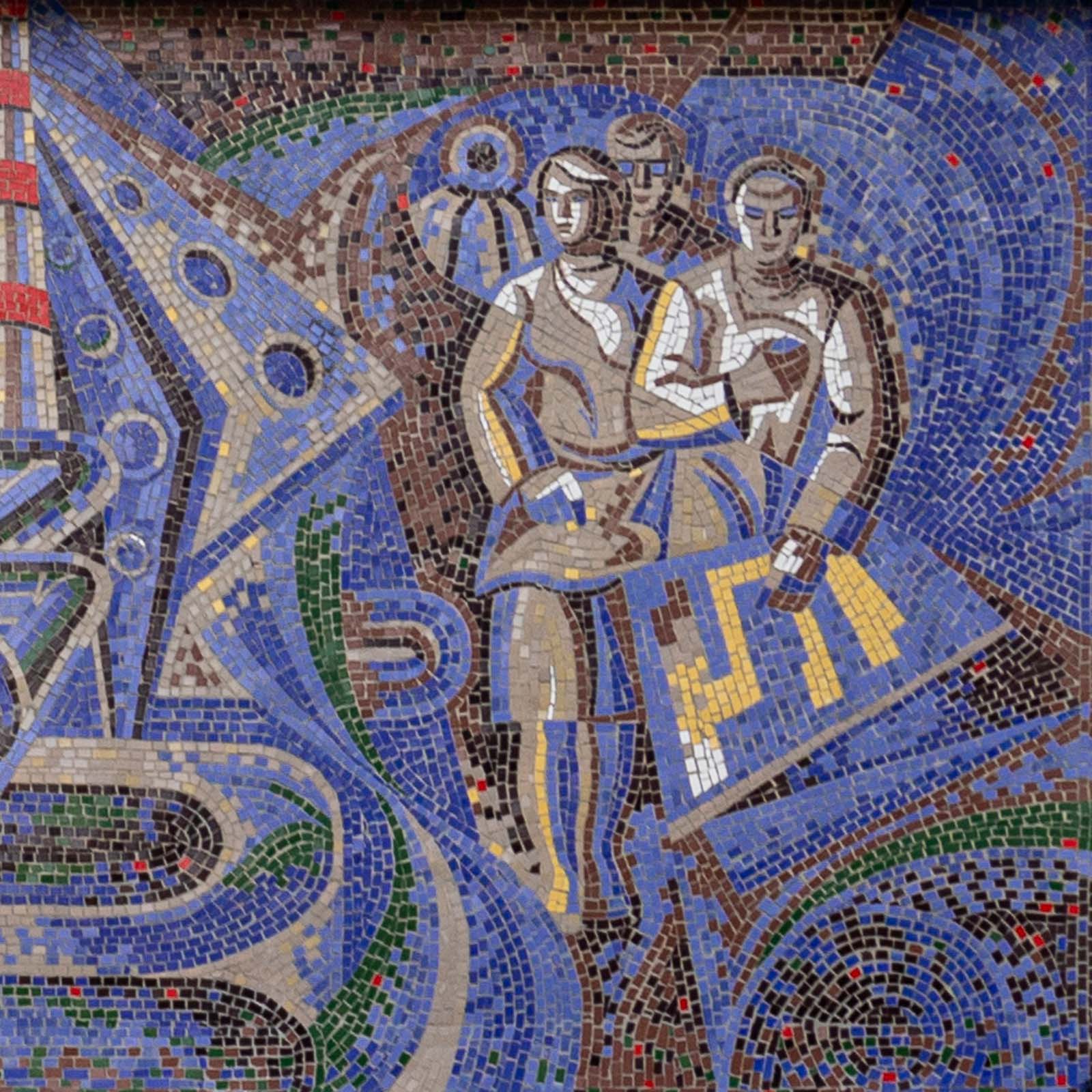 Mozaïek 'het temmen van de vlammen' (detail) | Alexander Kuzmin | Thermocom, Chisinau | Moldavië