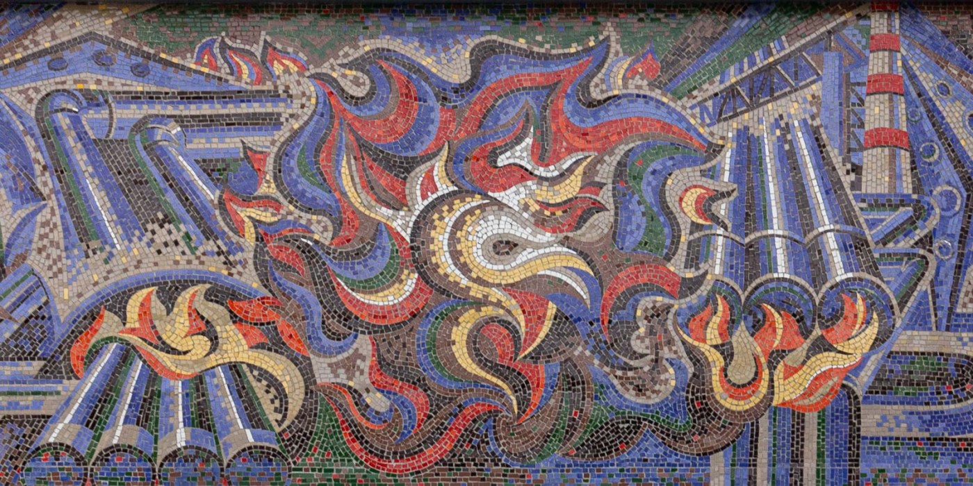 Mozaïek 'het temmen van de vlammen' (detail) | Alexander Kuzmin | Thermocom, Chisinau | Moldavië