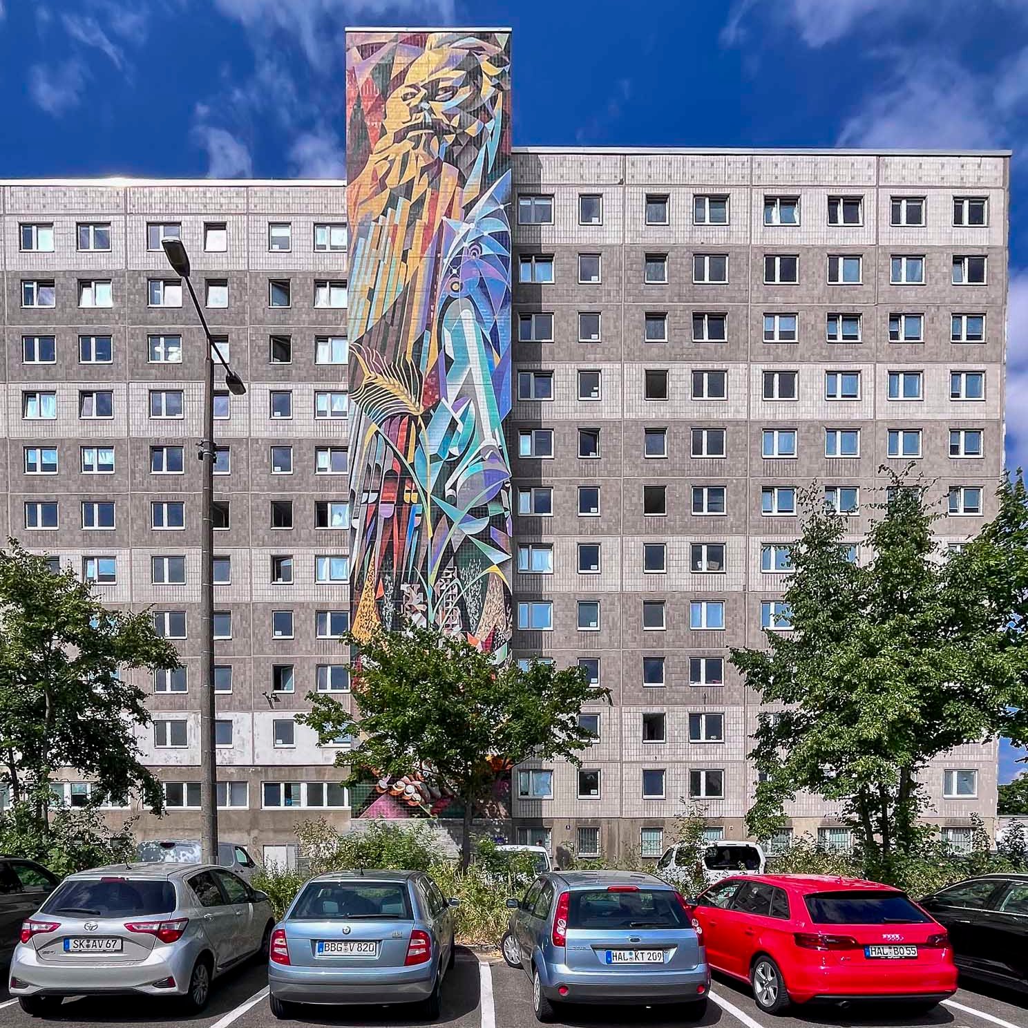 Mozaïek Einheit der Arbeiterklasse und Gründung der DDR | Halle -Neustadt | Duitsland | Josep Renau | 1974